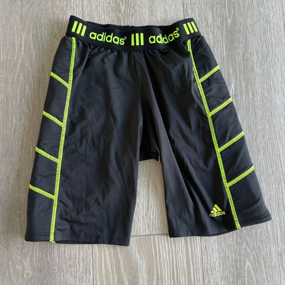 Adidas Mens Black‎ Elastic Waist Climalite Logo Padded Athletic Sport Shorts L